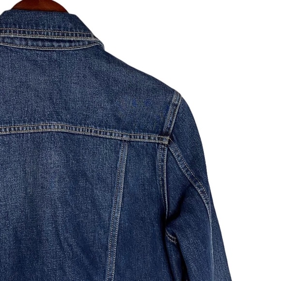 Current/Elliott Baby Trucker Jacket Denim Distressed Dark Blue Wash Cropped 2 - Picture 11 of 16